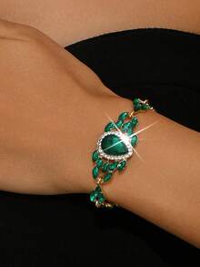 3件/4件/5件套波西米亚复古风合成红色水钻首饰套装，十二月生辰石时尚套装，适合宴会、婚礼和特殊场合佩戴 - 綠色8019 - 查看 9