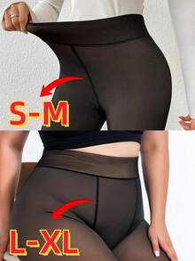 1条女士80克/200克秋冬季保暖内衬性感印花不透明弹力连裤袜，休闲日常穿着，舒适保暖 - 黑色 - 查看 5