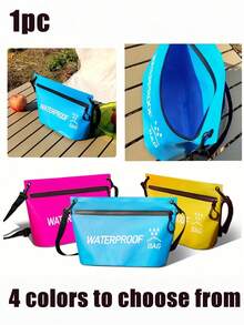 1个防水旅行拉链手提包 - 多功能手提包，带拉链口袋和“防水袋”字样印花，可用作手提化妆包、拉链收纳包、防水单肩化妆包、游泳包、户外旅行便携小包、洗漱包，容量1.32加仑，适合河流徒步、漂流船游泳等户外运动 - 在徒步、露营和水上运动中保持个人物品干燥 - 彩色 - 查看 1