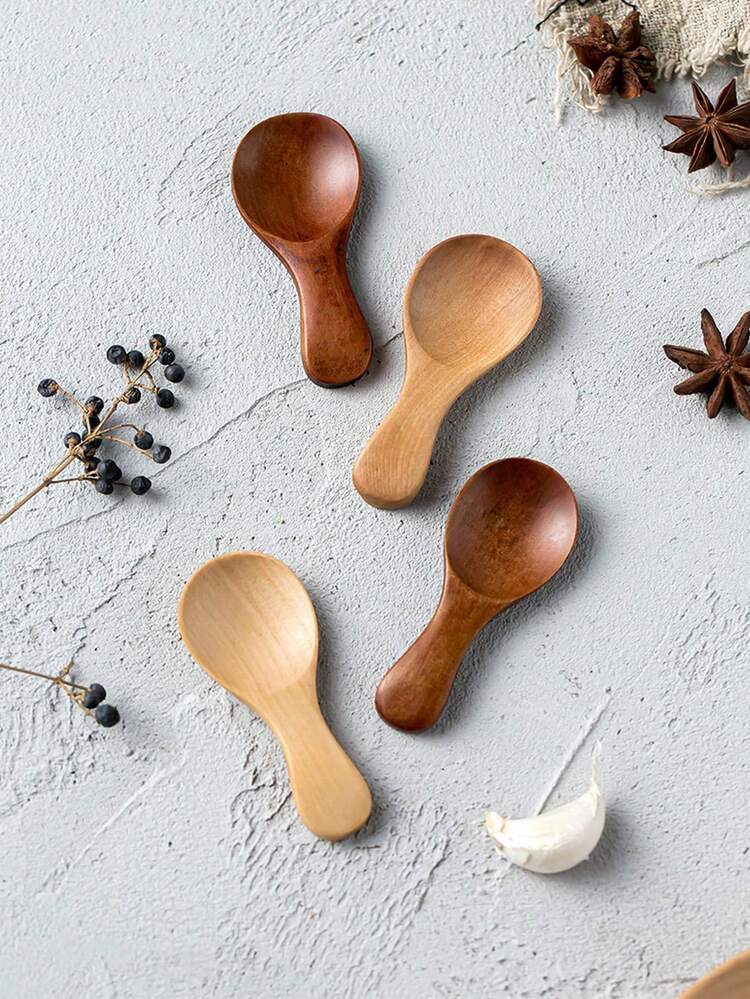 Wooden Spoon Set, 1/7pcs Natural Bamboo Moisture & Mildew Proof Spoon, Coffee Spoon, Kitchen Utensils For Home Use, Kitchenware - Gold - View 5