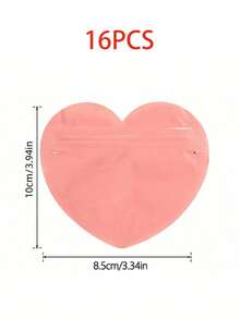 16pcs Heart-Shaped Resealable Bags, Cute Mini Gift Packaging Bags, Red & Pink Heart-Shaped Jewelry Pouches, Transparent Resealable Bags, Cute Snack Bags For Business, Wedding, Birthday, Holiday Parties, Baby Shower, Gender Reveal Party - Multicolor - View 16