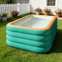 1 bể bơi bơm hơi 4 lớp cỡ lớn và dày, kích thước 120 x 68 x 27 inch, chất liệu PVC bền chắc, phù hợp cho người lớn, sân sau, vườn, công viên nước mùa xuân/hè, có thể gấp gọn, dễ mang theo, màu xanh dương/xanh lá cây/cam, món quà tuyệt vời cho ngày Valentine. - Nhiều màu - Xem 14