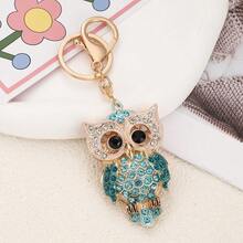 1pc Sparkling Rhinestone Owl Pendant, Creative Bag Charm, Cartoon Owl Keychain In Blue, Pink, Champagne, Gift For Boyfriend/Girlfriend, Best Friend, Coworker, Birthday, Parents - Multicolor - View 11