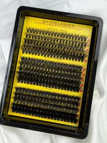 Hinarin 300pcs Lash Clusters Kit 40D 60D 80D Thick Cluster Eyelash Extensions 10-16mm Lash Clusters Individual Lash Extensions DIY Clusters Lashes Extension At Home (40D+60D+80D 10-16MM Kit) - Black - View 7