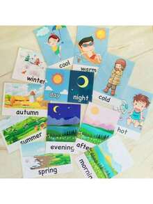 1pc Unisex Waterproof Laminated Flash Cards, Toddler Learning Set For Alphabet & Animal Recognition, Early Childhood Educational Toys For Vocabulary Building, Preschool Learning Materials For Parents & Kids - Birthday Gift, Christmas Gift, Perfect Gift, Stationery, Stress Ball - Multicolor - View 4