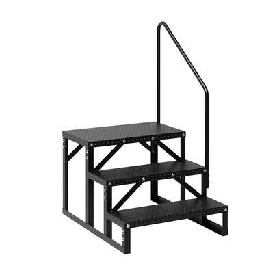 2-3 Step RV Stairs, RV Steps with Handrail & Anti-Slip Panel - 660lb Capacity Portable Alloy Steel Ladder for Easy Access to RVs, Hot Tubs, and Travel Trailers