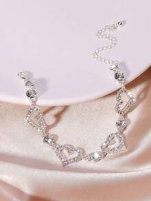 1pc Fashionable Unique Heart Chain Bracelet, Versatile For Women Everyday Wear, Party, Commute Or Gift