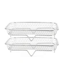 1 套矩形/方形/圆形 304 不锈钢空气炸锅架，多用途不锈钢烤架，水果蔬菜脱水架，烤面包架，蒸架，沥水架，烤箱架脚，隔热垫，适用于空气炸锅、烤箱和微波炉