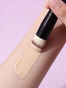 1pc High Quality Fiber Angled Powder Brush, Blush Brush, Contouring Brush, Applies Makeup Seamlessly Without Powdery Finish, Beginner-Friendly Makeup Brush For Base Makeup - Black - View 6