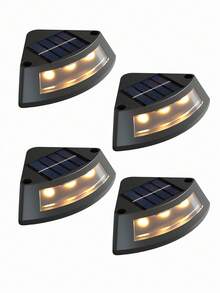 4/1pc Outdoor Waterproof Solar Powered Step Lights, Pathway Lights, Deck Lights, Automatic On/Off Landscape Lights For Yard, Driveway, Garden, And Enhance Outdoor At Night - black - View 13