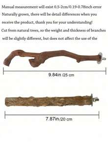 5pcs Bird Perch Set, Natural Wooden Parrot Perch Stand, 3pcs Grape Wood Perches, 2pcs Stands, Claw Grinder, Tiger Stripe Parrot Chew Stick, Training Branches, Suitable For Cockatiel, Small & Medium Birds - Brown - View 2