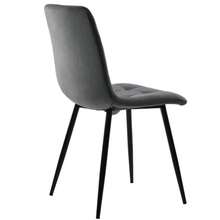 Set Of 4 Dining Chairs, Dark Grey, With Backrest, Velvet Seat And Metal Frame. - Grey - View 10
