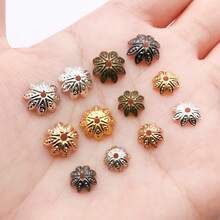 100pcs/Pack 8-10mm Plated Lotus Cup Spacer Caps, DIY Jewelry Findings For Bracelets, Necklaces And Beading. - Lotus - View 3