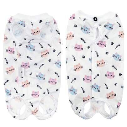 1pc Cat Post-Op Recovery Suit, Suitable For Abdominal Wounds Or Skin Conditions, Replaces Cone Collar, Breathable & Comfortable, Prevents Licking Of Wounds