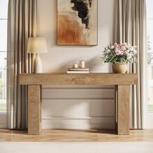 Tribesigns Mesa consola de 160 cm de largo, mesa de centro rectangular detrás del sofá, mesa de granja para entrada, pasillo, sala de estar (natural) - Marrón - Ver 6