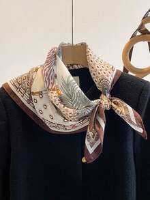 1条波西米亚佩斯利花纹真丝围巾，尺寸27.5英寸 x 27.5英寸，时尚设计，适合日常佩戴。