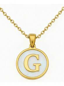 1pc 18K Gold Stainless Steel Letter Pendant Necklace - Gold - View 20