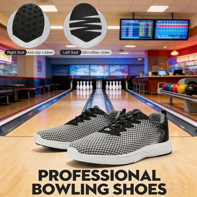 Zapatos de bolos profesionales unisex, suela zoneada, parte superior ligera y transpirable, cómodos para uso prolongado, adecuados para deportes, uso casual y bolera