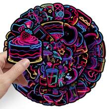 50张荧光美图贴纸，水彩贴纸，日记贴纸，可爱贴纸，可爱动物贴纸，花朵贴纸，防水耐用，适用于水瓶、电脑、笔记本电脑、手机、行李箱、笔记本、冰箱等。 - 5 - 查看 7