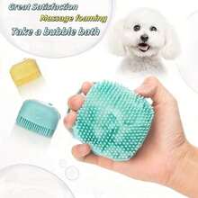 Pet Bath Brush - Dedicated Pet Bathing Tool - Silicone Bath Massage Brush Comb - Built-In Shampoo Dispenser Massage Bath Brush - Dual-Function Massage Comb And Cleaning Tool, Ergonomic Handle, Detachable Brush Head, Wet And Dry Use, Massage Silicone Bath Comb With Shampoo Storage Function - Silicone Material, Harmless Materials, Convenient Bath Brush, Can Be Opened To Dispense Shampoo. - Multicolor - View 1