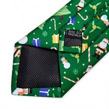 Men Ties - Green/White Santa Claus - View 5