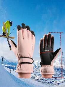 1 para damskich rękawiczek do jazdy na nartach na świeżym powietrzu, snowboardzie, kolarstwie, sportach, antypoślizgowych, wiatroszczelnych, ciepłych, z ekranem dotykowym, zimowych, ogrzewających dłonie, zimowych rękawiczek, rękawiczek narciarskich, rękawiczek śnieżnych - Wielokolorowe - Zobacz 12