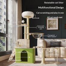 Stable Cat Tree, Suitable For Multiple Cats, 360° Transparent Capsule With Cat Toys, A Cat Tree That Combines Rest And Play For Cats. - Multicolor - View 10
