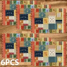 1/4/6件套，复古波西米亚风格餐垫，亚麻餐桌垫，饰有传统灯笼图案，可水洗印花餐垫，表面保护垫，是节日厨房和家庭聚会的理想装饰。 - 彩色 - 查看 12