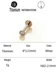 1pc ASTM F136 Titanium 20G0.8mm CZ Pin Labret Piercing Cup-Shaped Pin Ear Piercing Ear Bone Piercing Nose Jewelry - Pins - View 34