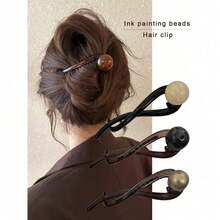 1/2pcs Retro Coffee Pearl Twist Hair Clips, Elegant Hair Accessories For Women, Simple Graceful Styling Clips Perfect For Spring & Summer, Versatile For Daily Wear & Office Commute, Chic Hair Barrettes To Elevate Hairstyles - 彩色 - 查看 1