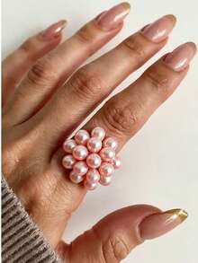 1pc Vintage Popcorn Cultured Pearl Adjustable Open Ring, 15pcs 6-7mm Pearls For Women - Ring - View 12