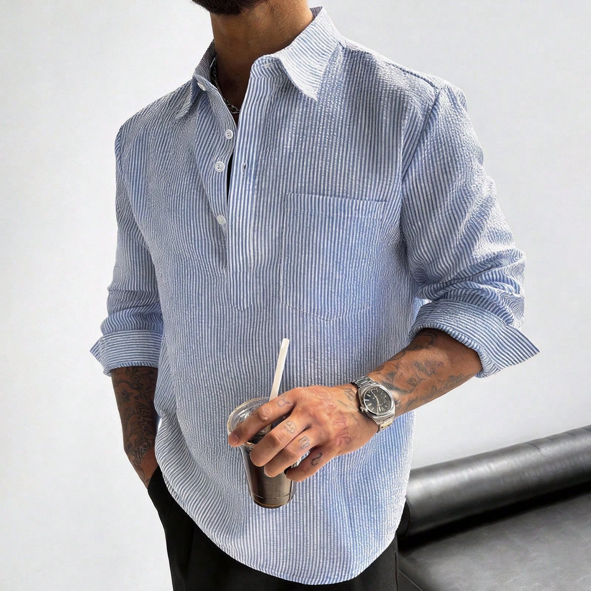 Suéter casual de cuello en V para hombres GloMan, suéter holgado de mezcla de lino de manga larga, estilo de pareja, vacaciones, regalo del Día del