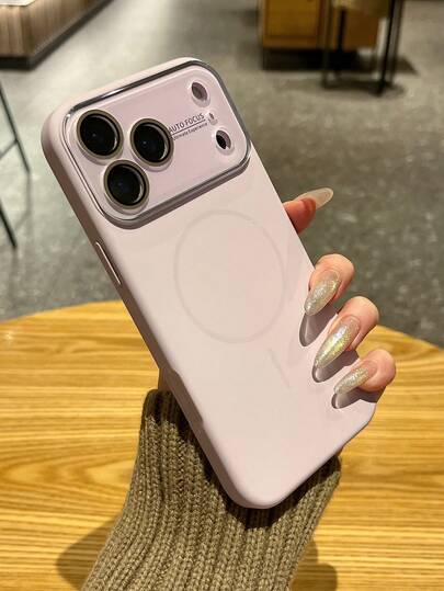 Funda magnética para teléfono con lente de cristal grande y simple compatible con iPhone 17, 16, 15, 14, 13