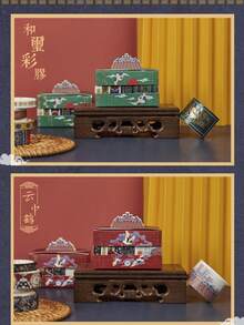 1盒5卷装中国风和纸胶带套装，故宫拱门图案贴纸，传统宫廷风格剪贴簿，文具用品 - 水龍吟 - 查看 7