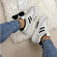 Men's Casual Skater Sneakers, Robust Everyday Premium Style, On , Synthetic Leather, Sizes 35 To 43. - TRẮNG ĐEN - Xem 2