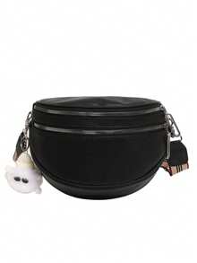 1pc Women's PU Leather Square Bag/Box Bag/Shoulder Bag/Crossbody Bag, With Adjustable Strap, Scratch-Resistant And Durable, Can Hold Passport, Cash, ID, Credit Cards, Lightweight And Portable, Suitable For Commuting, Shopping, Daily Use, Fashionable Solid Color (Excluding Pendant Accessories) - Black - View 7