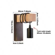 1 chiếc đèn tường gỗ cổ điển, E27, đèn treo tường trong nhà tối giản hiện đại, thích hợp trang trí nhà cửa, đặt cạnh giường ngủ, chiếu sáng phòng ngủ, đèn cầu thang kiểu retro. - màu đen - Xem 9