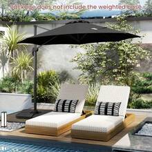 3M/3.3M Garden Cantilever Parasol Outdoor Offset Banana Hanging Umbrella With 5 Adjustable Tilt 360° Rotation And Cross-Shaped Base 8-Rib Sun Shade Canopy - Black3M - View 7