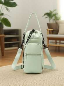 40盎司/1.2升保温水壶套，带手机袋、可调节肩带，兼容史丹利水壶，适合徒步、露营、运动 - 保温斜挎包