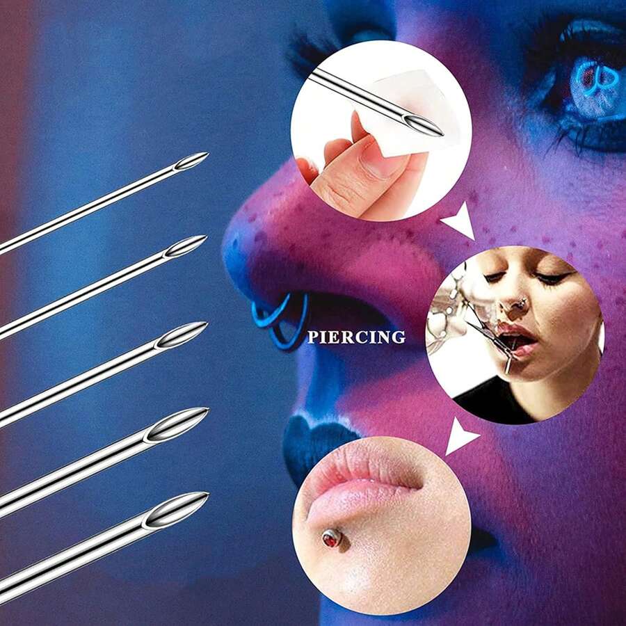 Stainless Steel Mixed Body Piercing Needles 12G 14G 16G 18G 20G Piercing Needles With Individual Packages For Ear Nose Navel - Silver - View 1