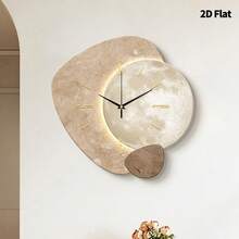 1pc 2D Flat Planet Surface Texture & Color Block Silent Wall Clock, Super Quiet Quartz Movement, No Ticking Sound, Suitable For Decorating Living Room, Bedroom, Office, Kitchen And Cafe, Perfect Decorative Gift For Friends And Family, Home Decor, Back To School Room Decor, Study Supplies - Multicolor - View 5