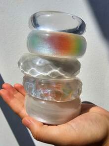 1件白色亮面树脂手镯，时尚多彩女士饰品 - 彩色 - 查看 6