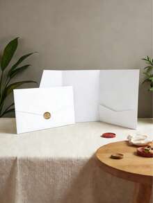 25pcs Tri-Fold Blank Pocket Wedding Invitation Envelopes, DIY Multipurpose Craft Paper Envelopes Suitable For Letters, Postcards, Wedding Invitations, Elegant Folding Invitation Envelopes With Pocket - Perfect For Weddings, Birthday Events 5*7 Inch Invitations, Pocket Invitations, Customizable Invitations, Best Gifts, Wedding Decorations, Home Decor, Room Decor, Party Favors, Bridal - Multicolor - View 8