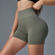 YZFRF 女士无缝夏季举重运动短裤，适合健身房锻炼 - 軍綠色 - 查看 9