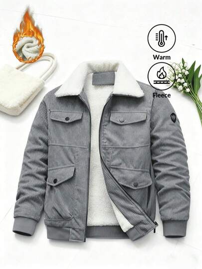 Men's Autumn And Winter Warm Corduroy Jacket American Retro Velvet Cotton Jacket, Soft And Comfortable, Thick And Warm, Suitable For Daily WeMenens Coats,Jacket For Men