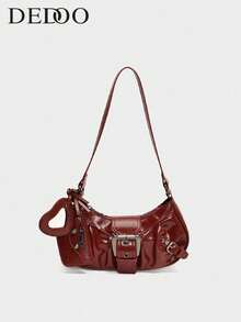 1PC Y2K Gothic Fashionable Type Rivet Decoration Vintage Block Decoration Women's Shoulder Bags And Shoulder Botes Are Adjusted For Daily Travel, Perfect For Music Festival, Rock Style Bag For Women, Inspired Bag For Women - Red - View 1