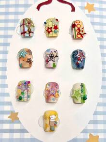 1pc Nail Art Mold, Polka Dot, Star Grid, Hollow Star, Delicate 3D Star, Cross Star Nail Decor Transparent Silicone Mold - Clear - View 8