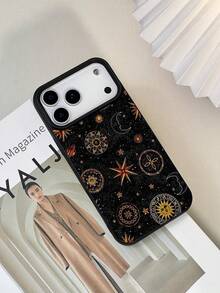 1pc Night Sky Star Moon Pattern Waterproof Anti-Fall Anti-Slip Soft Leather Phone Case Cover Compatible With Apple, And Phones - Multicolor - View 3