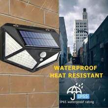 1pc 100 LED Solar Lights, Outdoor Waterproof, Motion Sensor Flood Lights With Remote Control, 3 Modes, Solar Powered, Suitable For Patio, Garage, Backyard, Garden Wall - Black - View 5