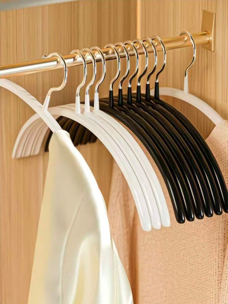 10个加厚防滑衣架 - 半圆形金属衣架，适用于卧室、宿舍和衣柜存放干湿衣物